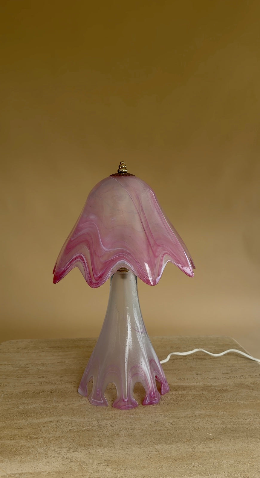 Vintage roze Murano tafellamp | Italiaans art glass