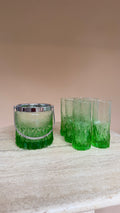 Vintage Italiaanse groene glazen set met ijsemmer | jaren ’60