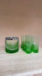 Vintage Italiaanse groene glazen set met ijsemmer | jaren ’60
