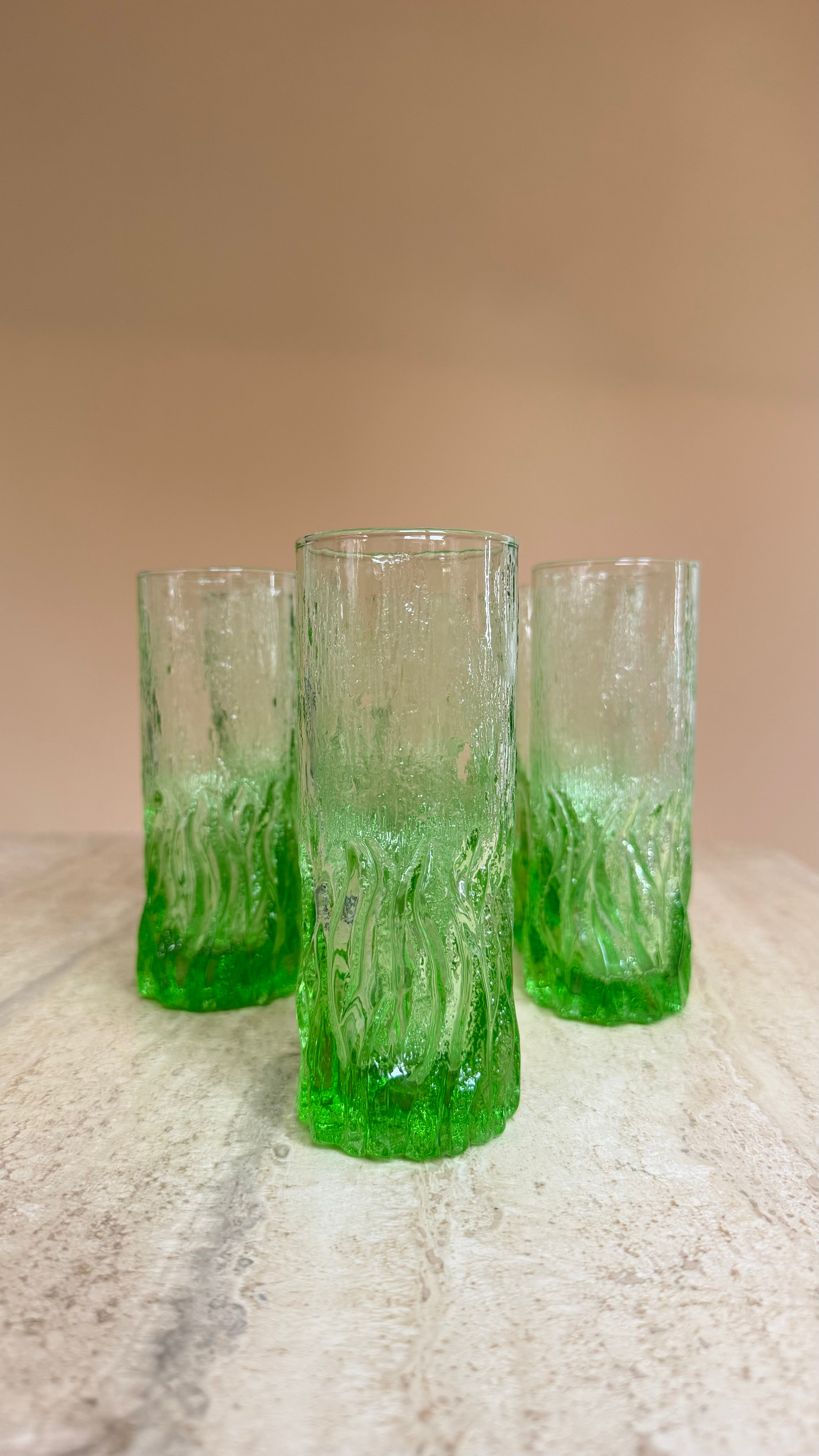 Vintage Italiaanse groene glazen set met ijsemmer | jaren ’60
