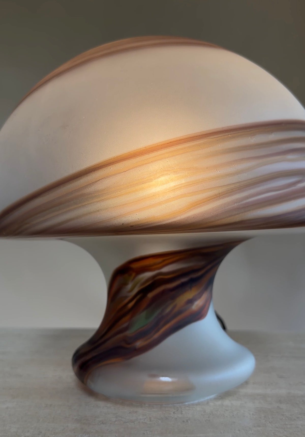 Zeldzame vintage bruine Murano paddenstoellamp | Italië