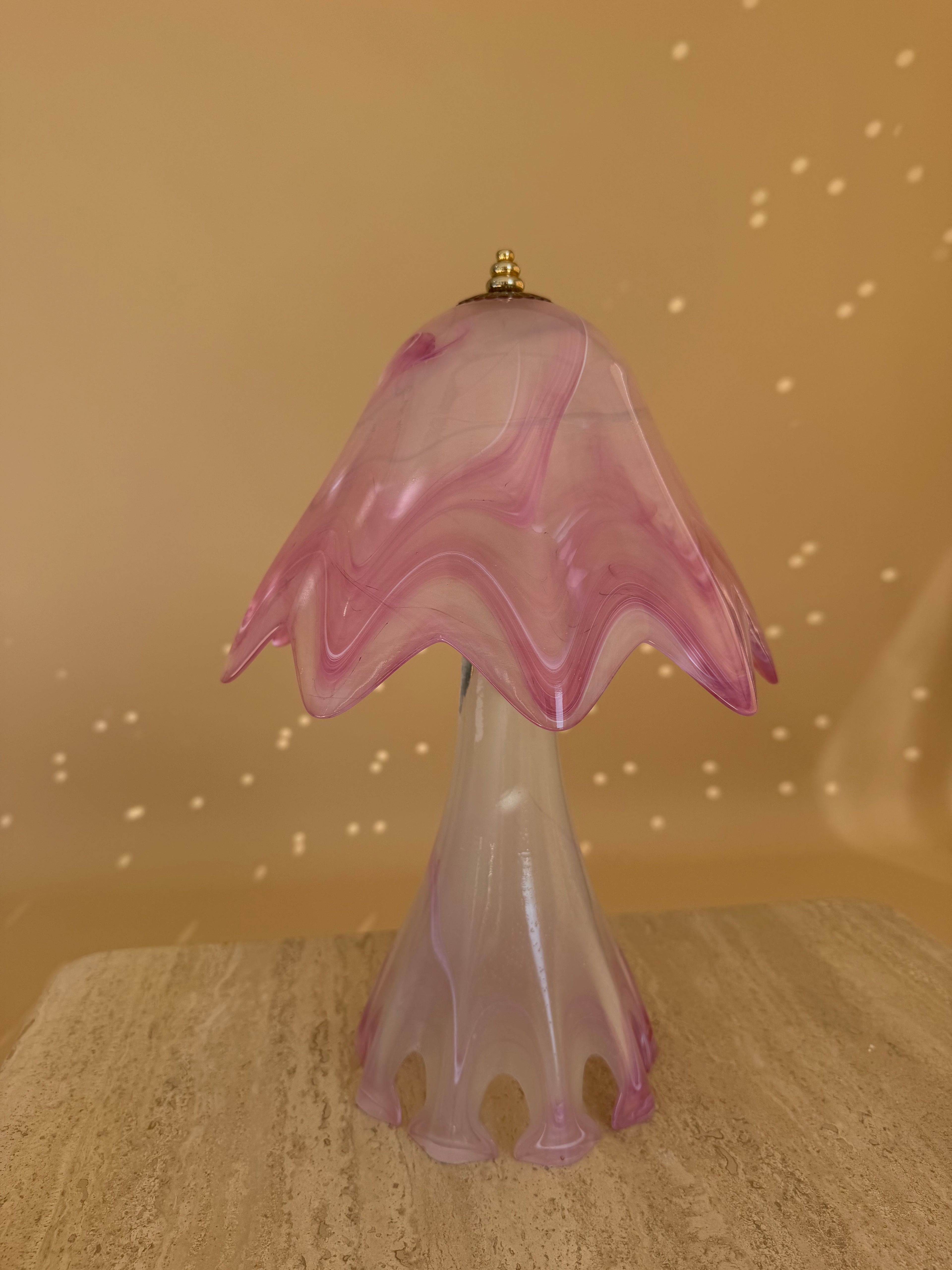 Vintage roze Murano tafellamp | Italiaans art glass
