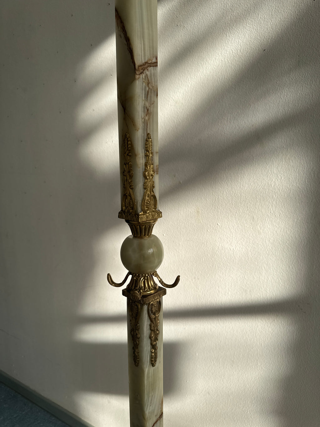 Hollywood Regency Grand Onyx & Gilt Brass Coat Rack | Italy, 1960s