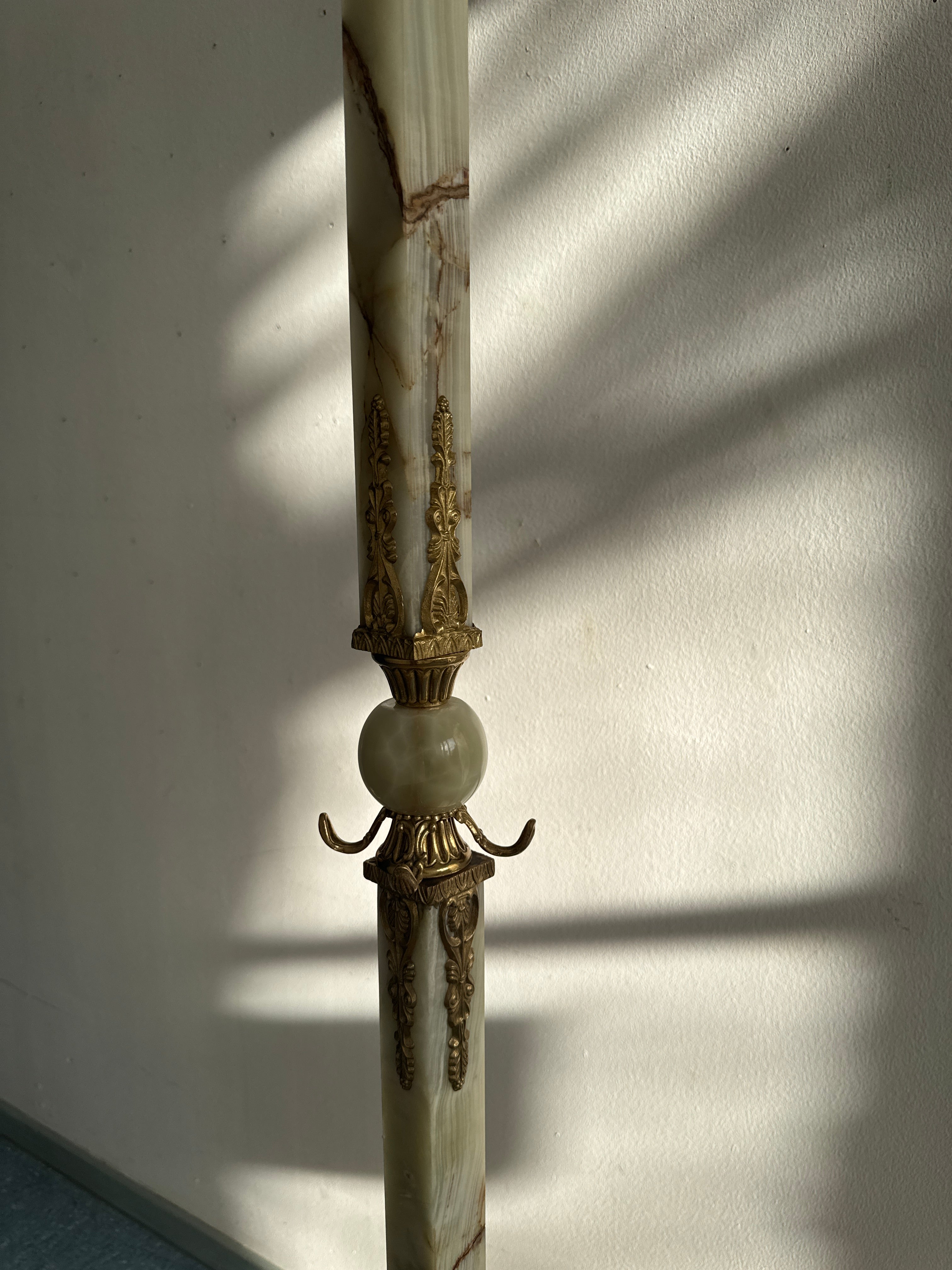 Hollywood Regency Grand Onyx & Gilt Brass Coat Rack | Italy, 1960s