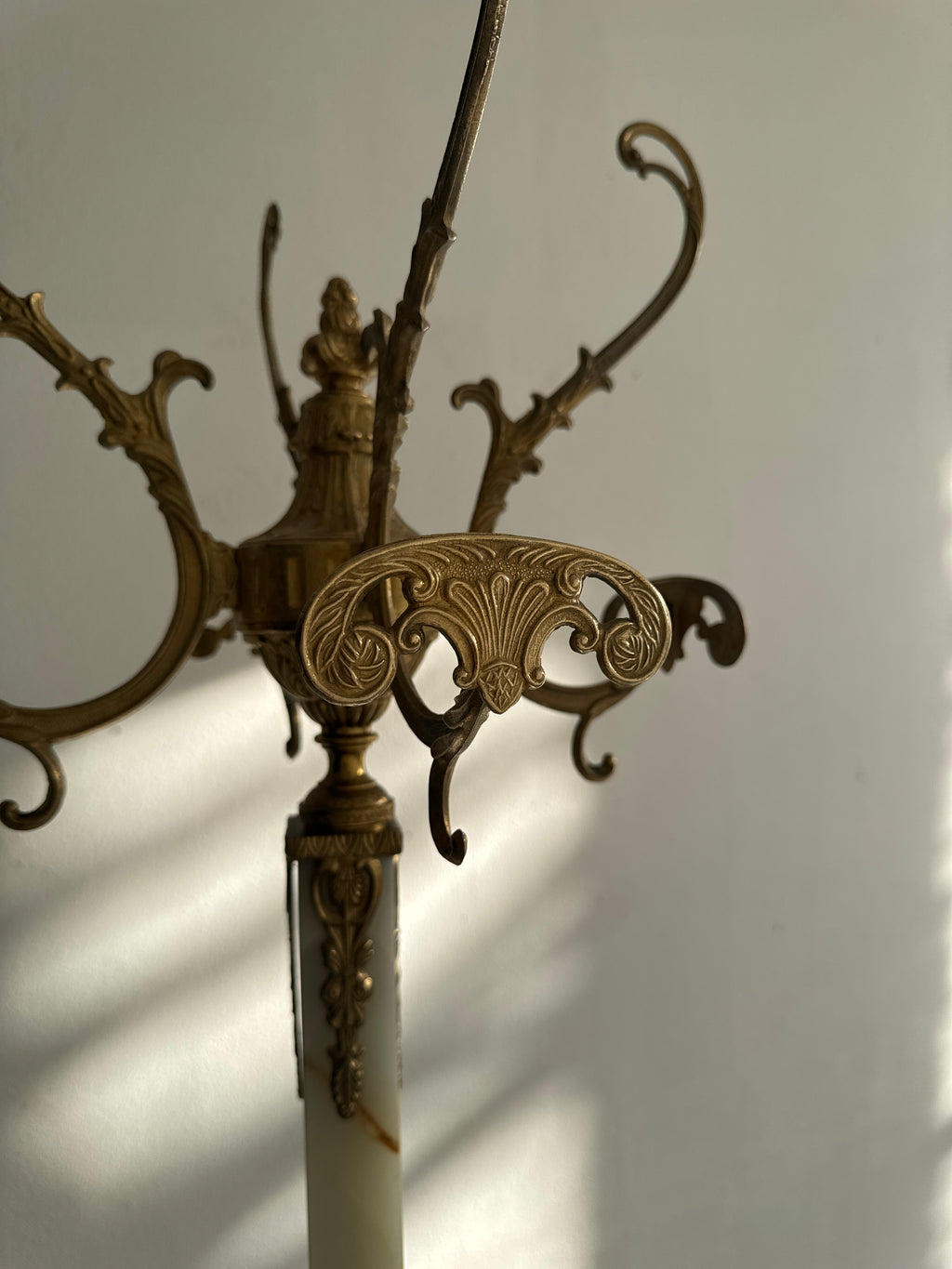 Hollywood Regency Grand Onyx & Gilt Brass Coat Rack | Italy, 1960s