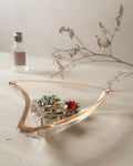 Mid-Century Modern Murano-Style Glass Trinket Dish | Peach Amber Rim