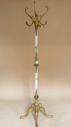 Vintage messing & onyx kapstok | Hollywood Regency