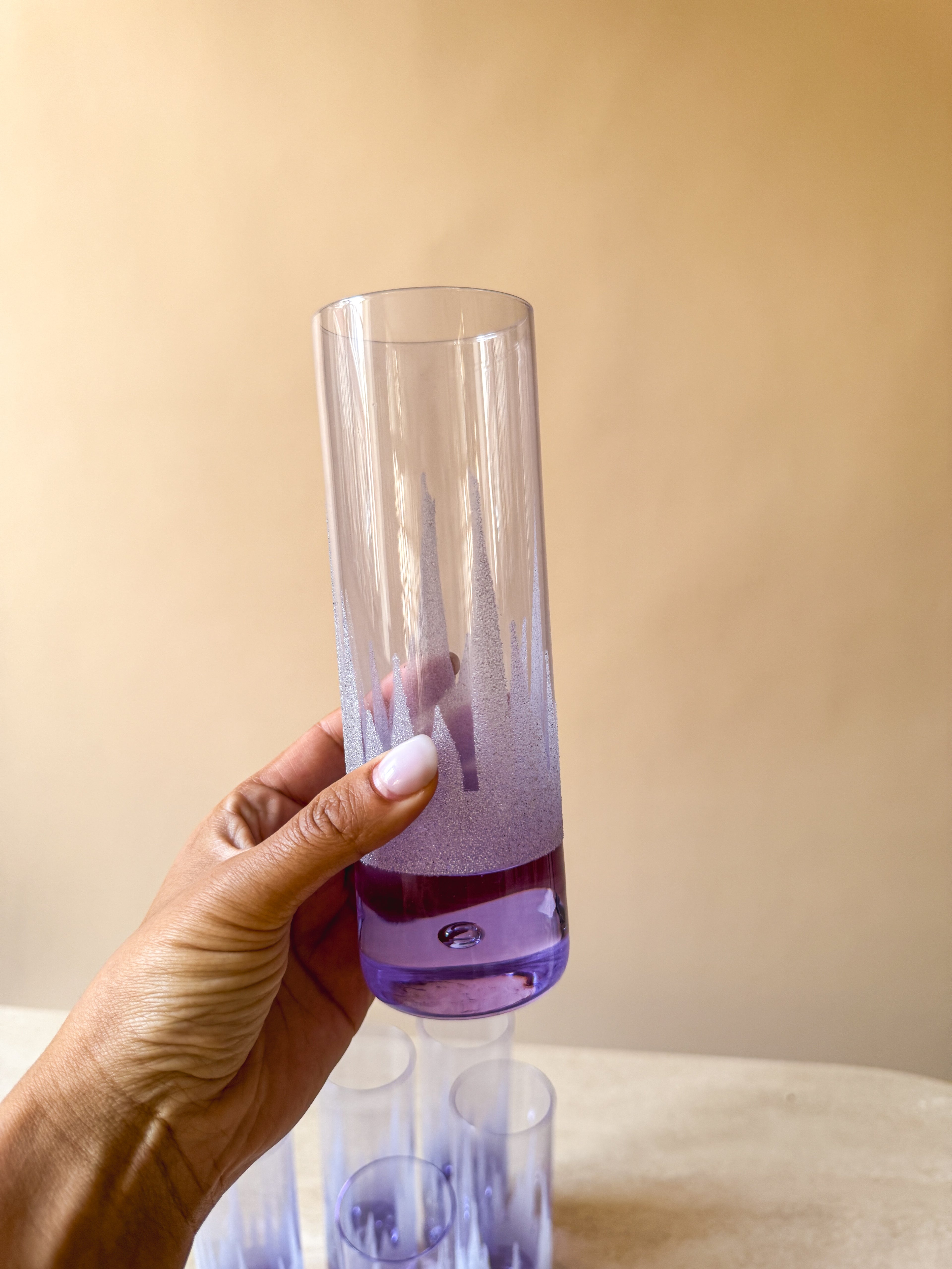 Aura Amethyst | Set of 6 Vintage Frosted Purple Highball Glasses