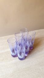 Aura Amethyst | Set of 6 Vintage Frosted Purple Highball Glasses
