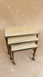 Vintage marmeren nesttafels | Hollywood Regency