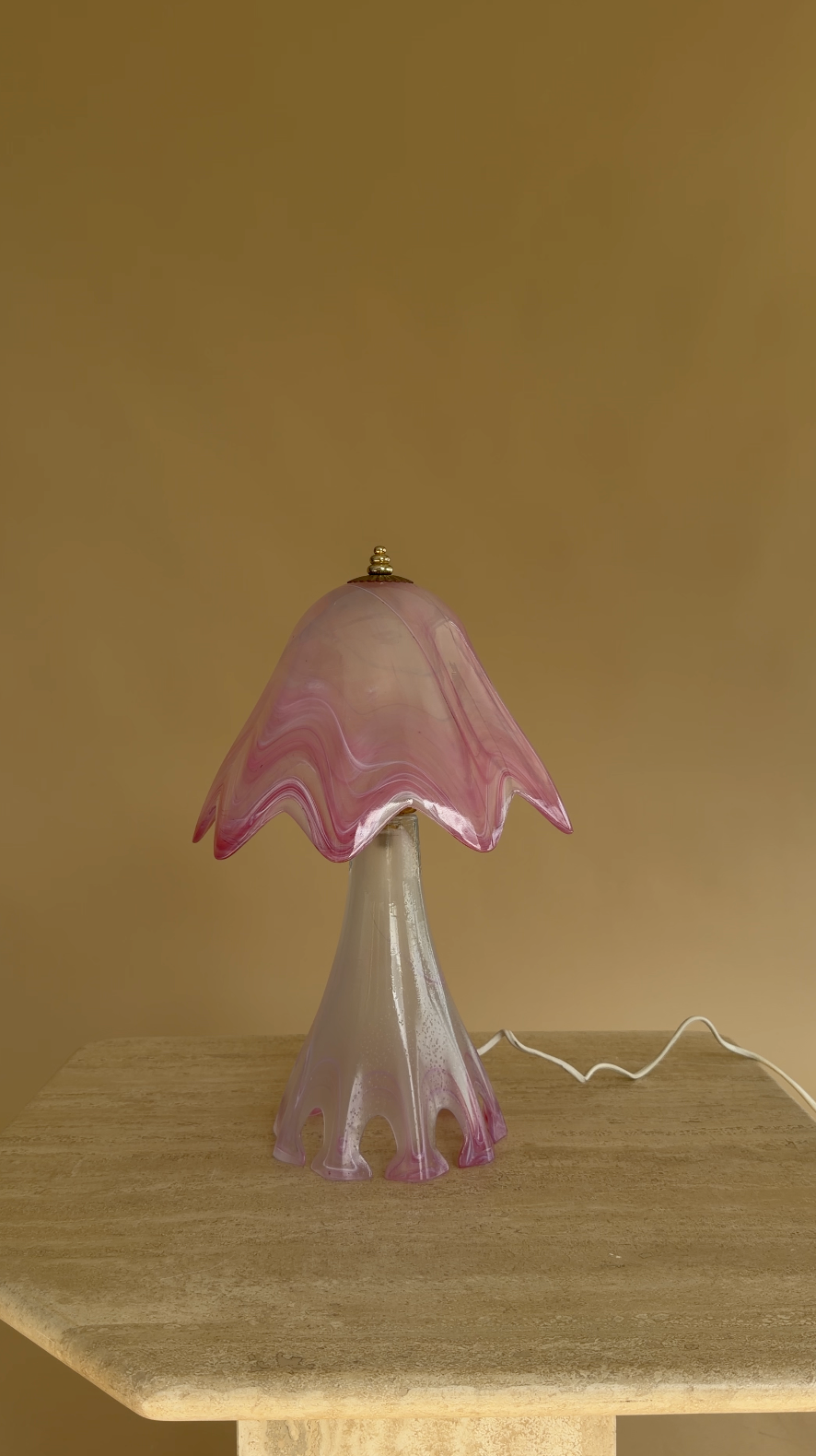 Vintage roze Murano tafellamp | Italiaans art glass