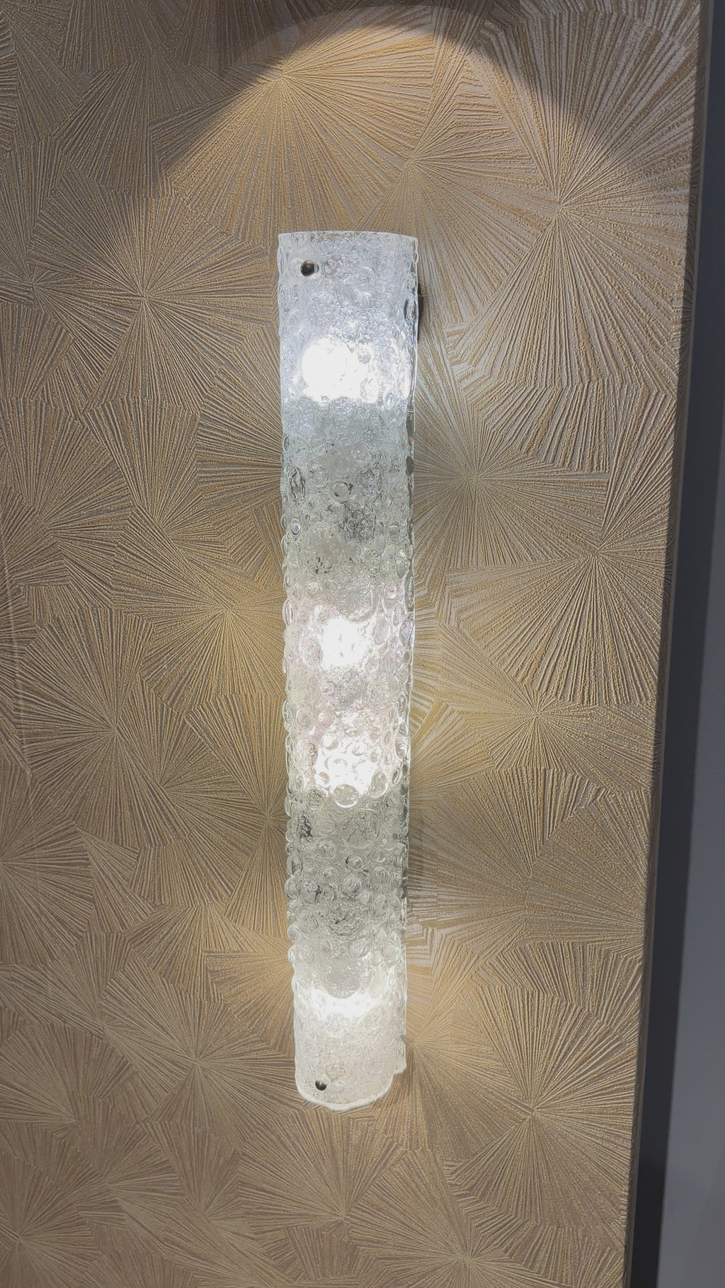 XL vintage Hillebrand ice glass wandlamp