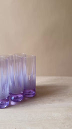 Aura Amethyst | Set of 6 Vintage Frosted Purple Highball Glasses