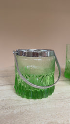 Vintage Italiaanse groene glazen set met ijsemmer | jaren ’60